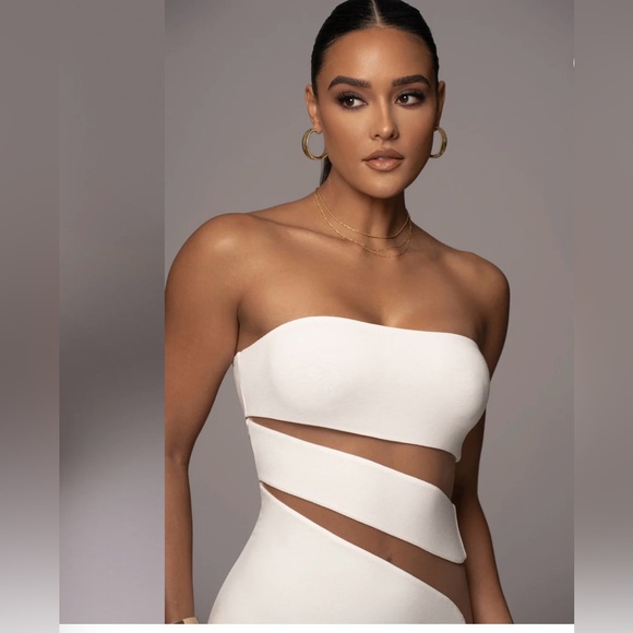 WHITE UNPREDICTABLE MIDI DRESS - Picture 2 of 5